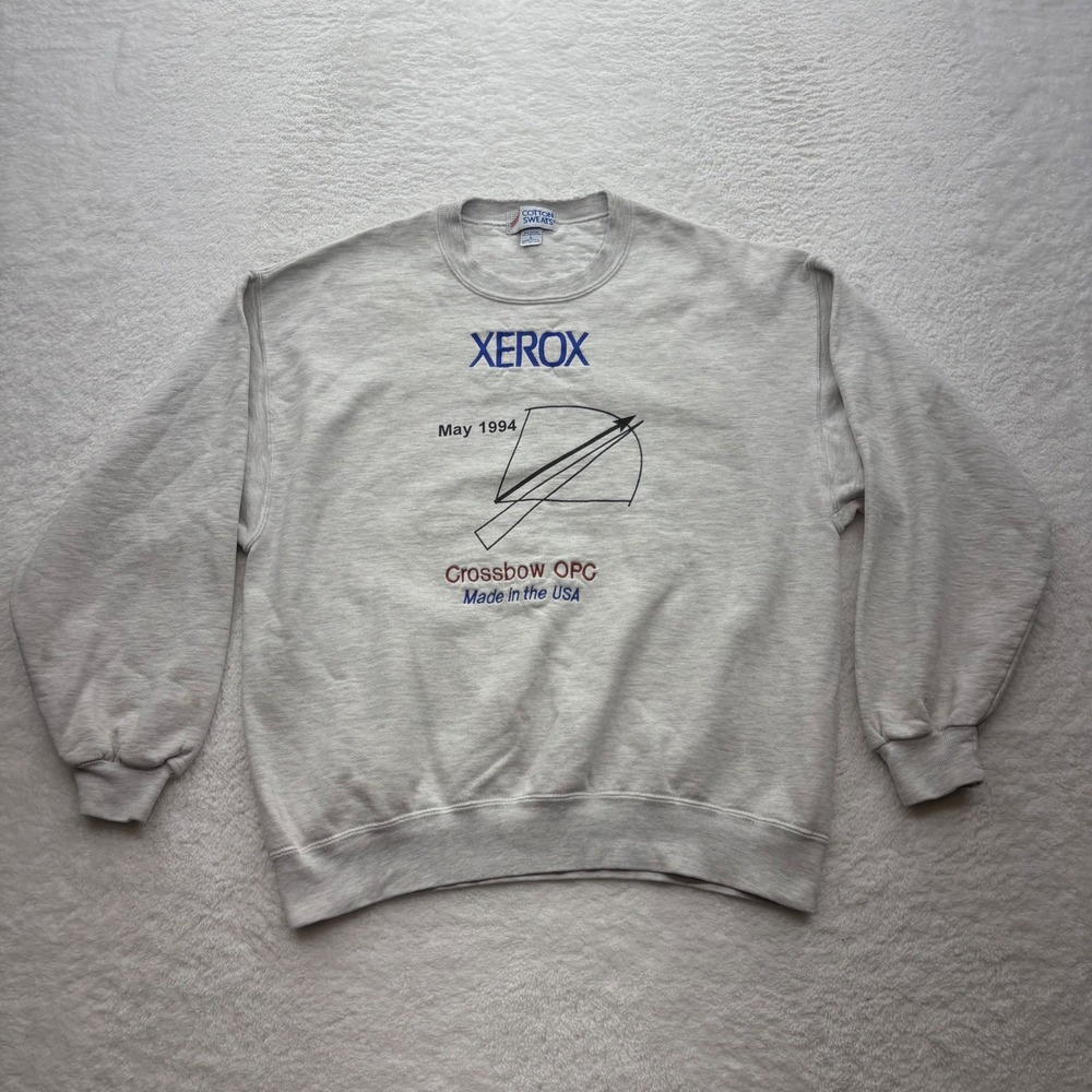 Vintage 1994 Xerox Crossbow OPC Jerzees Sweatshirt Grey Made in USA Large